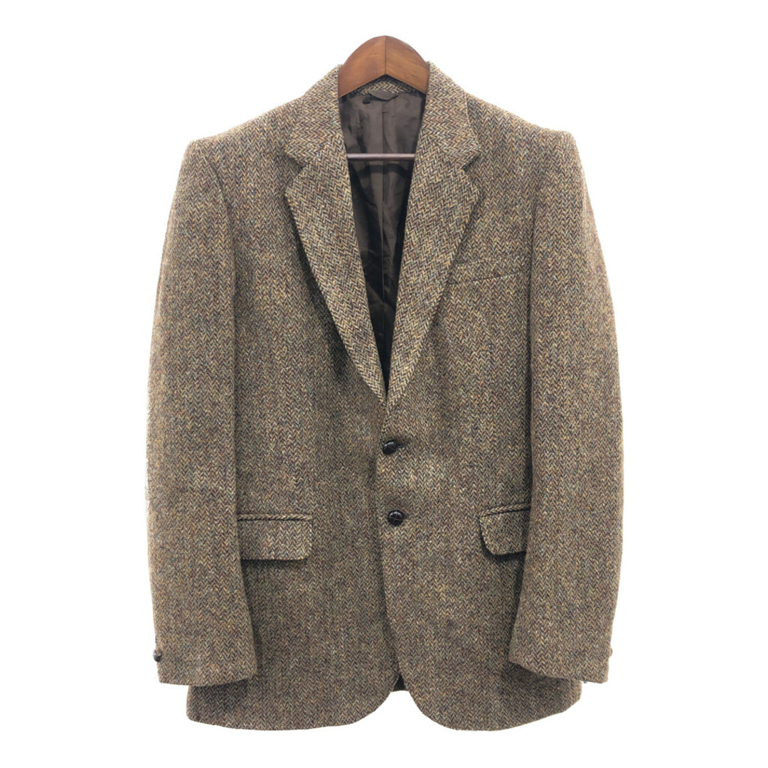 90年代 USA製 Harris Tweed ハリスツイード ウール テーラードジャケット アウター ブラウン (メンズ L) 中古 古着 P7520 メンズのジャケット/アウター(テーラードジャケット)の商品写真