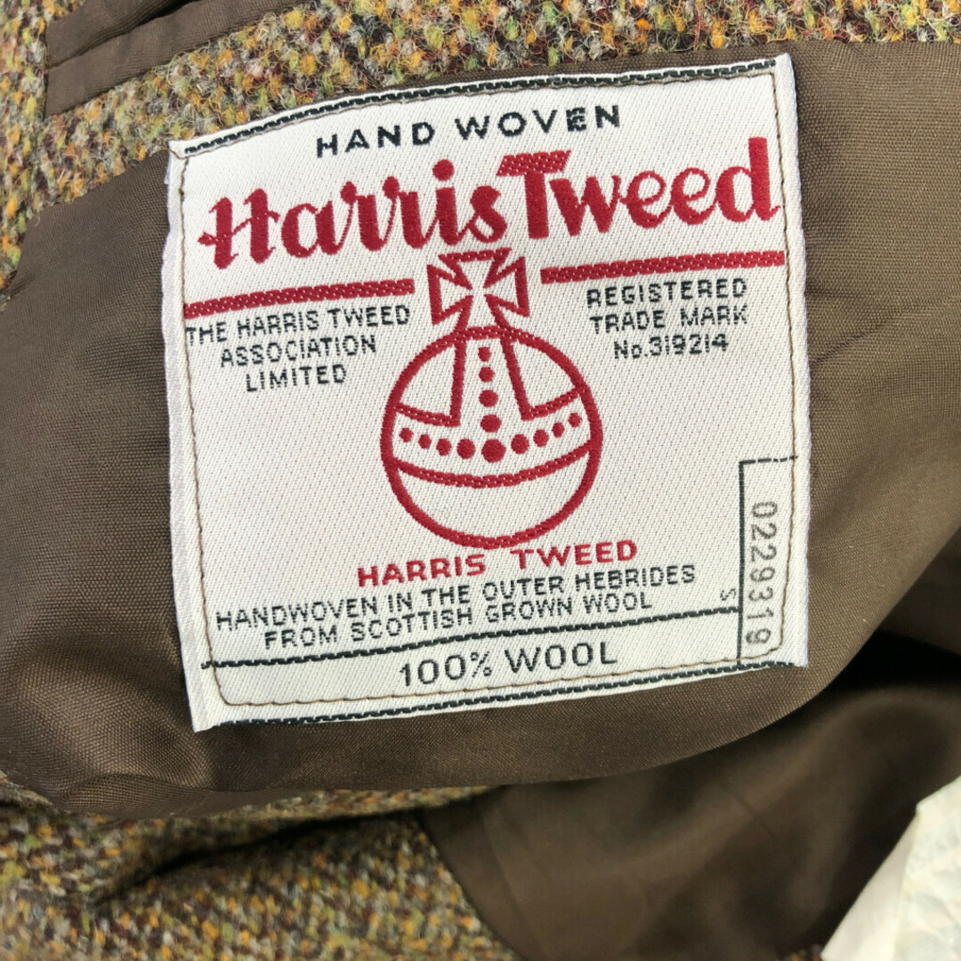 90年代 USA製 Harris Tweed ハリスツイード ウール テーラードジャケット アウター ブラウン (メンズ L) 中古 古着 P7520 メンズのジャケット/アウター(テーラードジャケット)の商品写真