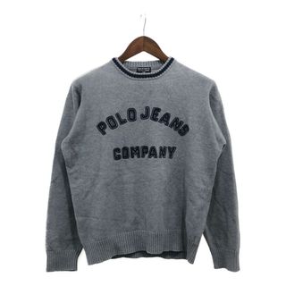 ポロラルフローレン(POLO RALPH LAUREN)の2000年代～ POLO JEANS ポロジーンズ ロゴ 刺繍 セーター トップス アメカジ グレー (メンズ M) 中古 古着 P7521(ニット/セーター)