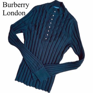 バーバリー(BURBERRY)のBurberry Londonリブニット フリル ブラック 美品(ニット/セーター)