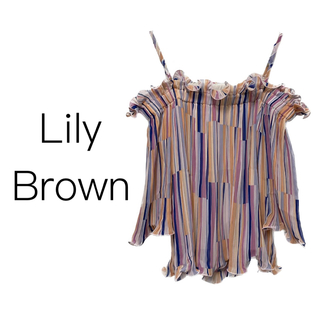 リリーブラウン(Lily Brown)のLily Brown【美品】シースルー オフショルダー 五分袖 ブラウス(キャミソール)