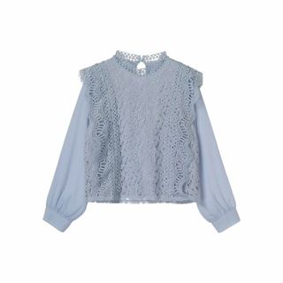 グリーンパークス(green parks)の【ブルー】Petit Fleur イロイロレースブラウス 24SS/長袖/レディース(シャツ/ブラウス(長袖/七分))