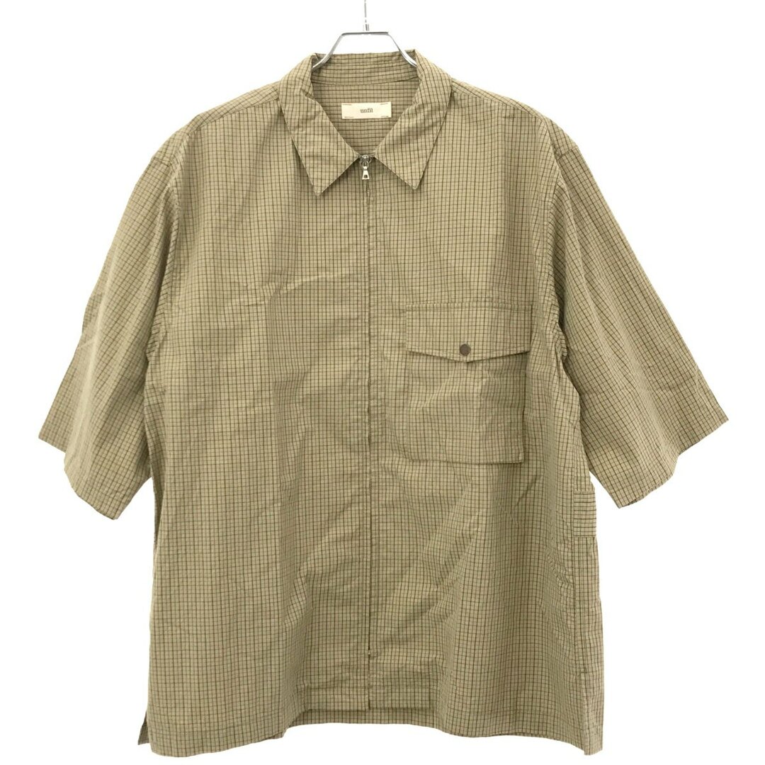 unfil アンフィル ショートスリーブジップアップシャツ ベージュ×グリーン 5 WOSP-UM221 メンズのトップス(シャツ)の商品写真