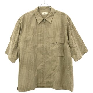 unfil アンフィル ショートスリーブジップアップシャツ ベージュ×グリーン 5 WOSP-UM221(シャツ)