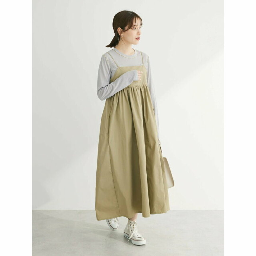 green parks(グリーンパークス)の【ベージュ】【F】ナイロンキャミワンピース 24SS/ロング丈/レディース レディースのワンピース(ロングワンピース/マキシワンピース)の商品写真