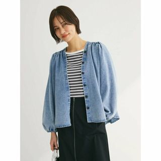 グリーンパークス(green parks)の【ライトインディゴ】furry rate デニムシャツジャケット 24SS/ノーカラー/軽羽織り(その他)