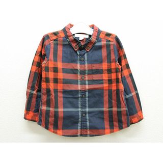 バーバリー(BURBERRY)の【値下げ!】△バーバリー/BURBERRY△92cm(2Y) 長袖シャツ オレンジ×濃紺系 チェック【中古】子供服 キッズ kids 男の子 春秋冬 409032 tops(シャツ/カットソー)