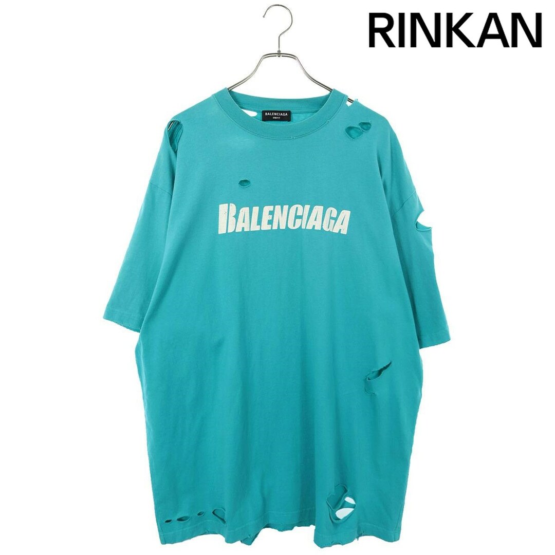 Balenciaga(バレンシアガ)のバレンシアガ  21SS  651795 TKVB8 デストロイ加工ロゴプリントTシャツ メンズ S メンズのトップス(Tシャツ/カットソー(半袖/袖なし))の商品写真