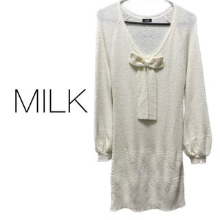 ミルク(MILK)のMILK   透かしハート リボン ニット ワンピース トップス(ひざ丈ワンピース)