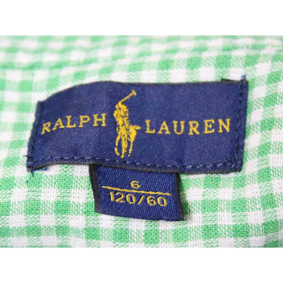 Ralph Lauren(ラルフローレン)の《ラルフローレン/Ralph Lauren》120cm 長袖シャツ 緑×白 麻混【中古】子供服 キッズ kids 男の子 春 713032 tops キッズ/ベビー/マタニティのベビー服(~85cm)(シャツ/カットソー)の商品写真