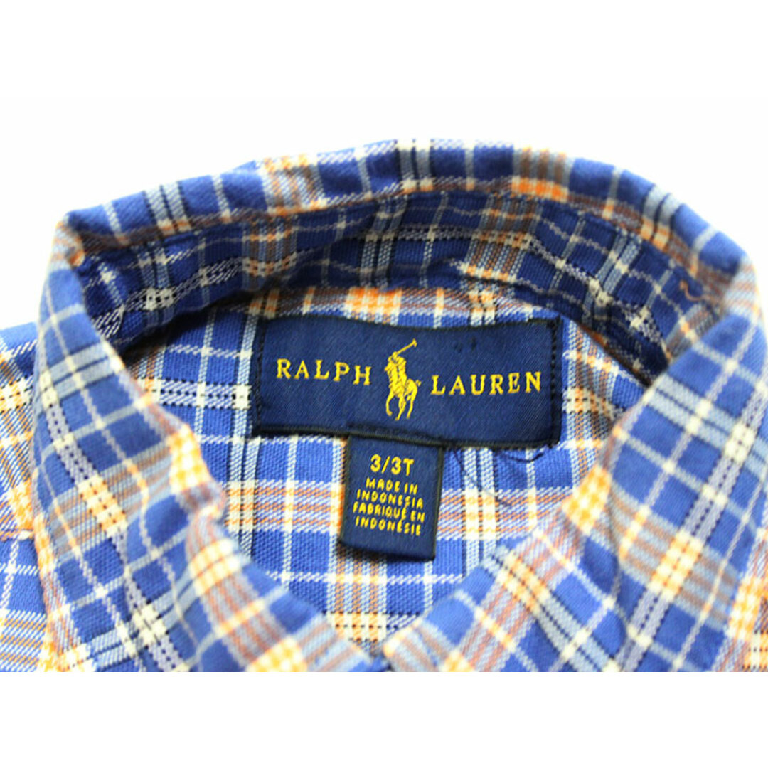 Ralph Lauren(ラルフローレン)の【値下げ!】△ラルフローレン/Ralph Lauren△100cm(3) 長袖シャツ 青系 チェック【中古】子供服 キッズ kids 男の子 春秋 409032 tops キッズ/ベビー/マタニティのベビー服(~85cm)(シャツ/カットソー)の商品写真