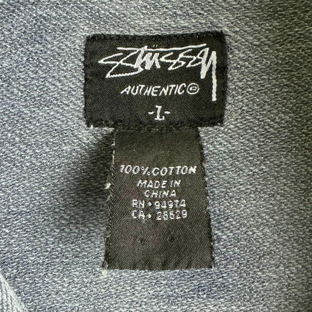 STUSSY(ステューシー)の美品 ステューシー ジップアップスウェット ワンポイント刺繍ロゴ グレー L メンズのジャケット/アウター(ブルゾン)の商品写真