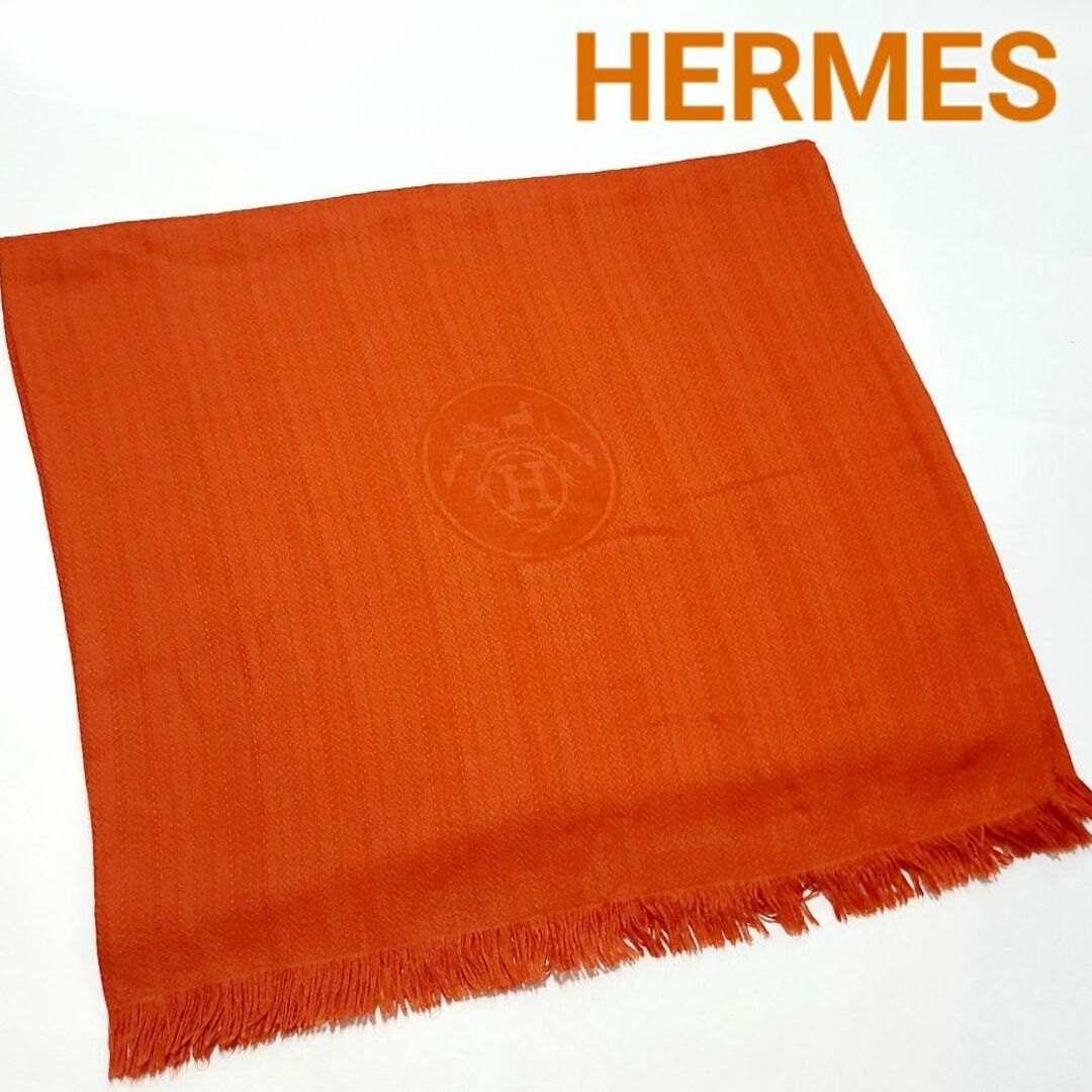 HERMES　エルメス　ニューリブリス ストール  カシミヤ　シルク約75×210cm