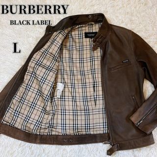 バーバリーブラックレーベル(BURBERRY BLACK LABEL)のBURBERRY BLACK LABEL ノバチェック ライダース 羊革 L(レザージャケット)