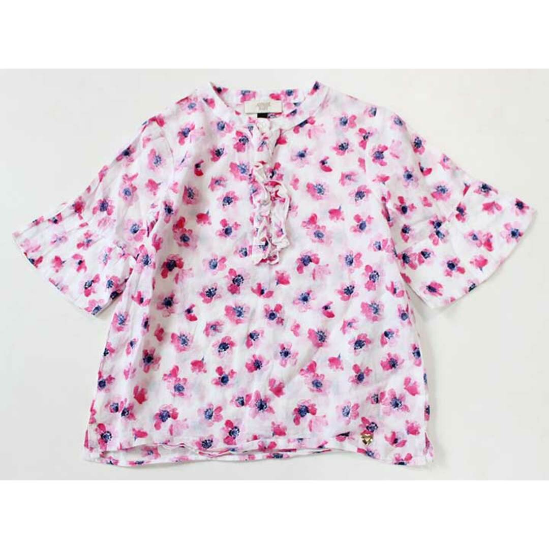 Armani(アルマーニ)の☆アルマーニ ジュニア/Armani Junior☆98cm 半袖ブラウス ピンク×白 【中古】子供服 キッズ kids 女の子 春夏 712032 tops キッズ/ベビー/マタニティのベビー服(~85cm)(シャツ/カットソー)の商品写真