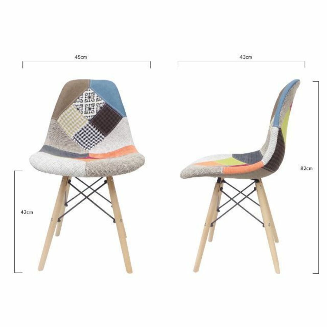 イームズ チェア ファブリック パッチワーク DSW Eames EM-26 インテリア/住まい/日用品の椅子/チェア(ダイニングチェア)の商品写真