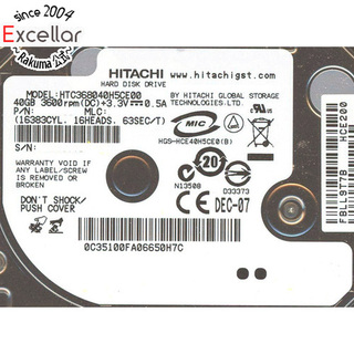 ヒタチ(日立)のHITACHI ノート用HDD 1.8inch　HTC368040H5CE00　40GB 5mm(PC周辺機器)
