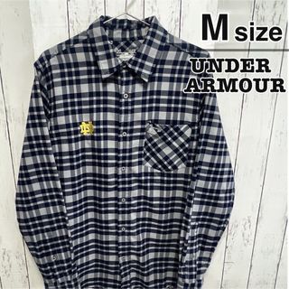 アンダーアーマー(UNDER ARMOUR)のUNDER ARMOUR　長袖シャツ　グレー　チェック　カレッジロゴ　USA古着(シャツ)