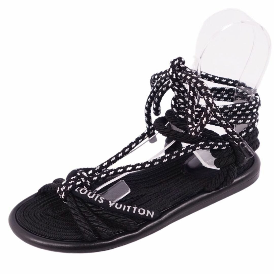 LOUIS VUITTON(ルイヴィトン)の未使用 ルイヴィトン LOUIS VUITTON サンダル マイア レースアップ ロゴ シューズ 靴 レディース イタリア製 37(24cm相当) ブラック/ホワイト レディースの靴/シューズ(サンダル)の商品写真