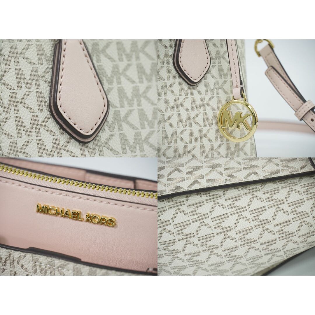 Michael Kors(マイケルコース)の本物 マイケルコース MICHAEL KORS ダリア MK シグネチャー 2WAY ショルダーバッグ ハンドバッグ ポシェット PVC アイボリー バッグ 中古 レディースのバッグ(ショルダーバッグ)の商品写真