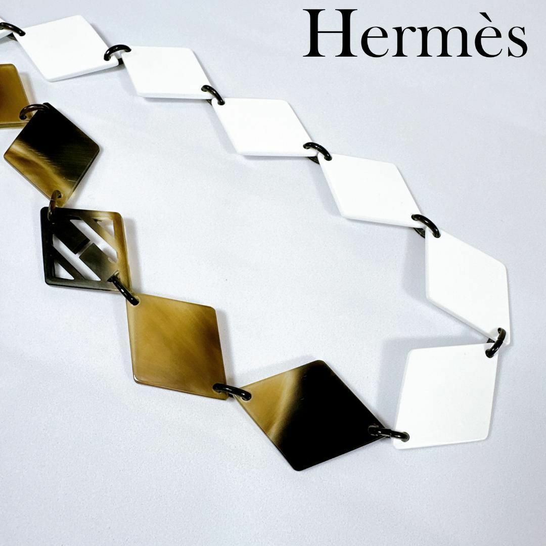 HERMES エルメス ネックレス バッファローホーン クオーツ ブラウン HERMES エルメス ネックレス バッファローホーン クオーツ ブラウン