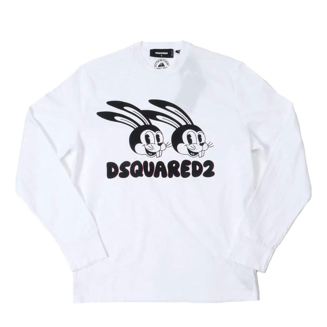 DSQUARED2(ディースクエアード)の【DSQUARED2】 ロンT ラビットプリント ホワイト  メンズのトップス(Tシャツ/カットソー(七分/長袖))の商品写真