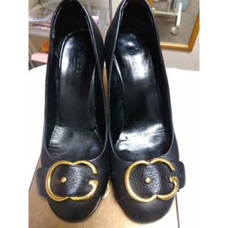 グッチ(Gucci)のグッチ パンプス 黒 G金具 34ハーフ(ハイヒール/パンプス)