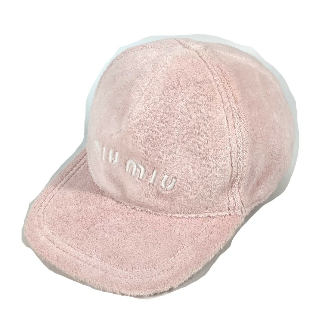 ミュウミュウ MIUMIU ロゴ テリークロス 5HC179 帽子 キャップ帽 ベースボール キャップ コットン ピンク