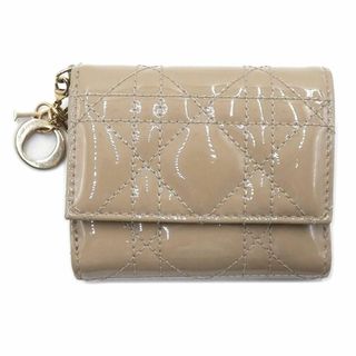 クリスチャンディオール(Christian Dior)のクリスチャンディオール 財布 レディディオール パテントレザー カナージュ コンパクトウォレット ベージュ T-YJ06195(財布)