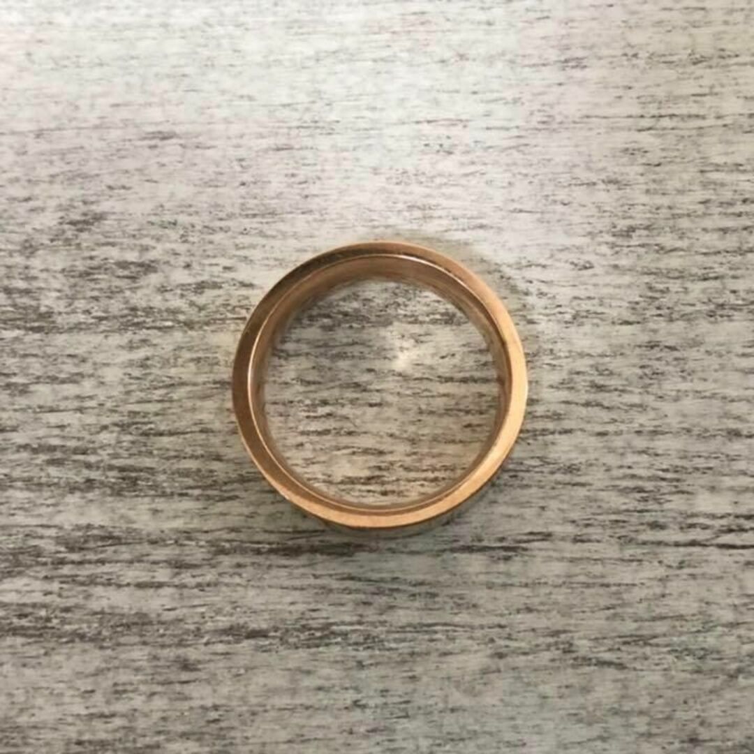 アレルギー対応！ステンレス製 平打ち5mmピンクゴールドリング 指輪 レディースのアクセサリー(リング(指輪))の商品写真