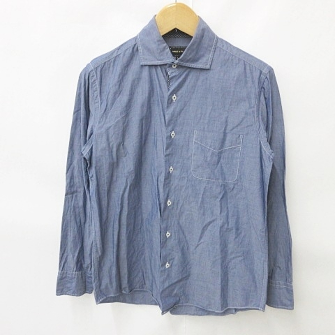 TAKA-Q(タカキュー)のタカキューMALE＆CO シャツ カジュアルシャツ 長袖 別布 青 紺 白 L メンズのトップス(シャツ)の商品写真