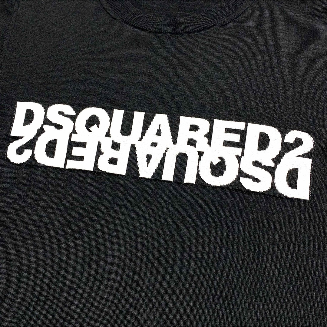 DSQUARED2(ディースクエアード)の☆美品 ディースクエアード ロゴ クルーネック ニット セーター 黒 イタリア製 メンズのトップス(ニット/セーター)の商品写真