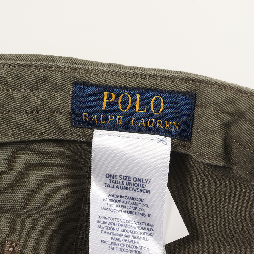 POLO RALPH LAUREN(ポロラルフローレン)の美品 POLO Ralph Lauren ポロ ラルフローレン キャップ サイズ:ONE SIZE 2017年モデル ワンポイント刺繍 ツイル 6パネルキャップ カーキ ワンウォッシュ加工 ブランド 帽子【メンズ】【中古】 メンズの帽子(キャップ)の商品写真