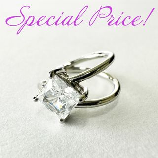 現品限り！Pt950 プリンセスカットCZ イヤーカフ 0.76ct(イヤーカフ)