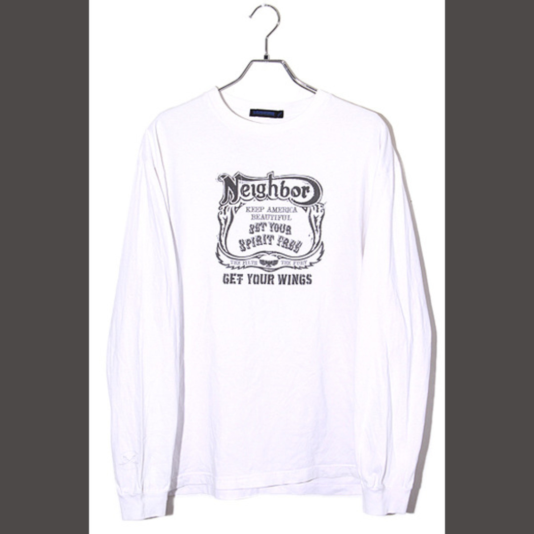 NEIGHBORHOOD(ネイバーフッド)のネイバーフッド プリント クルーネック 長袖Tシャツ L ホワイト メンズのトップス(Tシャツ/カットソー(七分/長袖))の商品写真