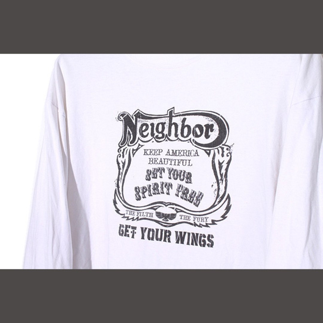 NEIGHBORHOOD(ネイバーフッド)のネイバーフッド プリント クルーネック 長袖Tシャツ L ホワイト メンズのトップス(Tシャツ/カットソー(七分/長袖))の商品写真