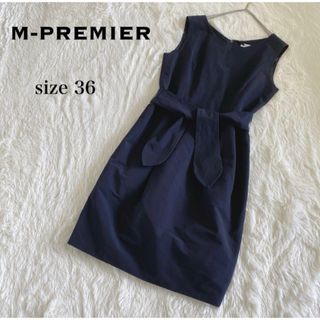 エムプルミエ(M-premier)のM-PREMIER エムプルミエ　ノースリーブワンピース　濃紺　サイズ36(ひざ丈ワンピース)