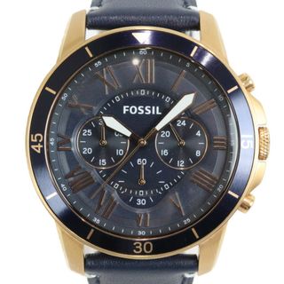 フォッシル(FOSSIL)の【電池交換済】FOSSIL　フォッシル　グランド　スポーツ　クロノグラフ　ブルーレザー　ウォッチ　FS5237　クオーツ　SS　ブルー　ローズゴールド　メンズ　腕時計　プレゼント包装　ギフト【中古】松前R56号店(腕時計(アナログ))