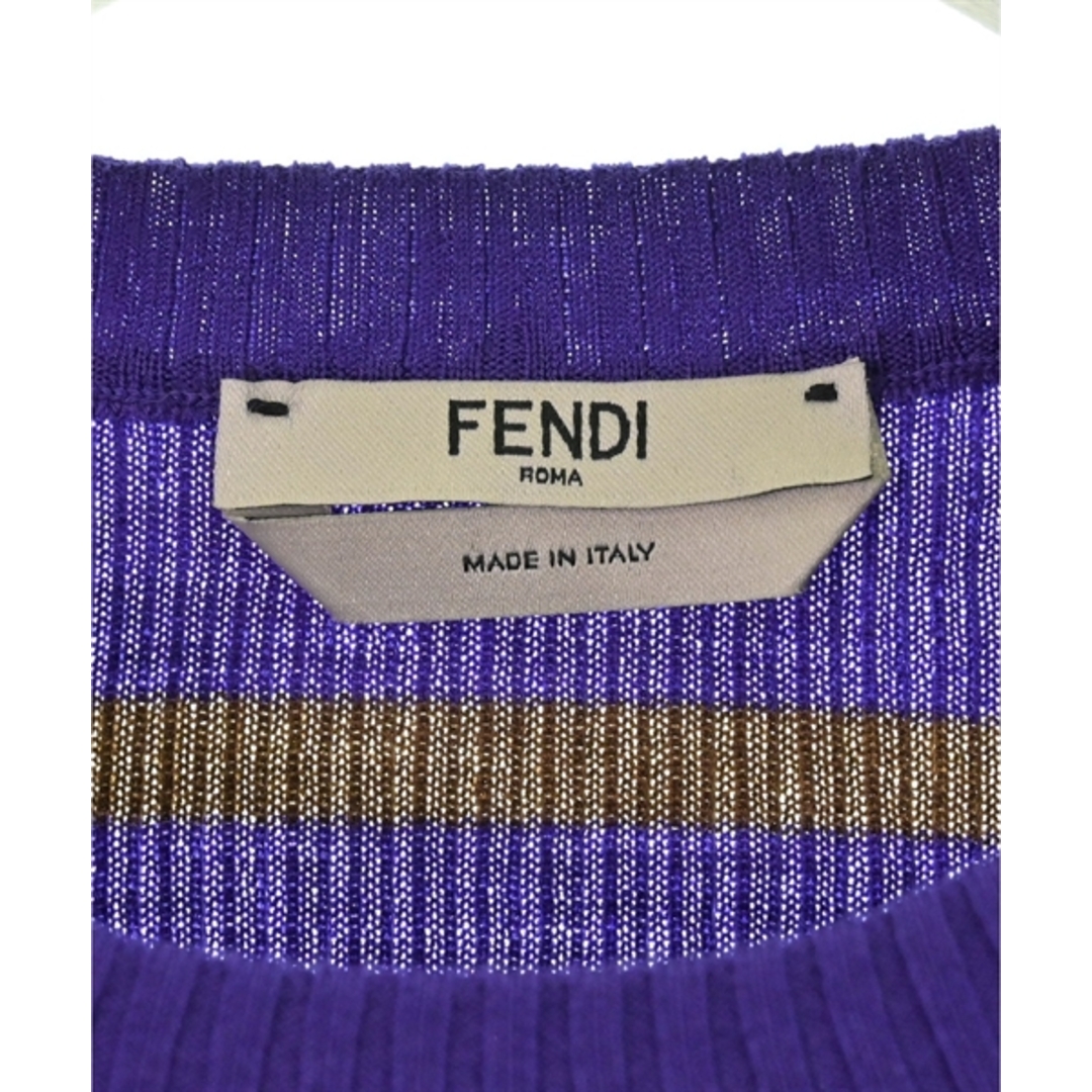 FENDI(フェンディ)のFENDI フェンディ ニット・セーター 38(S位) 紫x茶(ボーダー) 【古着】【中古】 レディースのトップス(ニット/セーター)の商品写真