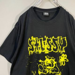 ステューシー(STUSSY)の【両面プリント】 STUSSY 半袖Tシャツ古着 ビックデザイン黒色 サイズM(その他)