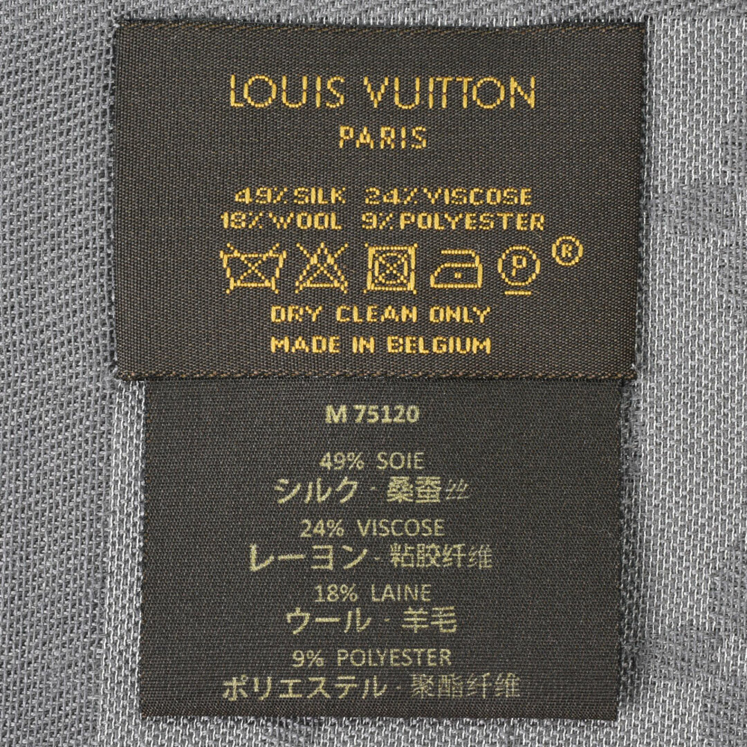 LOUIS VUITTON(ルイヴィトン)のルイヴィトン LOUIS VUITTON ショール シルク レーヨン ウール 140cm M75120 グレー アントラシット ユニセックス【中古】 レディースのファッション小物(ストール/パシュミナ)の商品写真