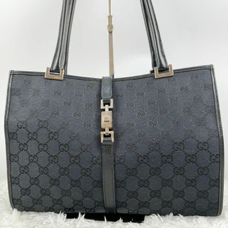 グッチ(Gucci)のグッチ　ジャッキー　トートバッグ　GG柄　フラップ　黒　レザー　シルバー金具(トートバッグ)