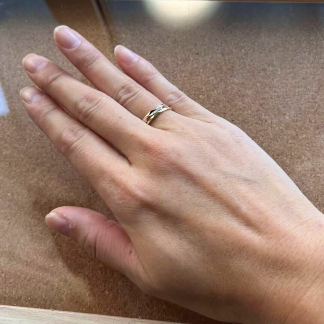 アレルギー対応！チタン製キラキラダイヤカット華奢リング　ピンクゴールド レディースのアクセサリー(リング(指輪))の商品写真