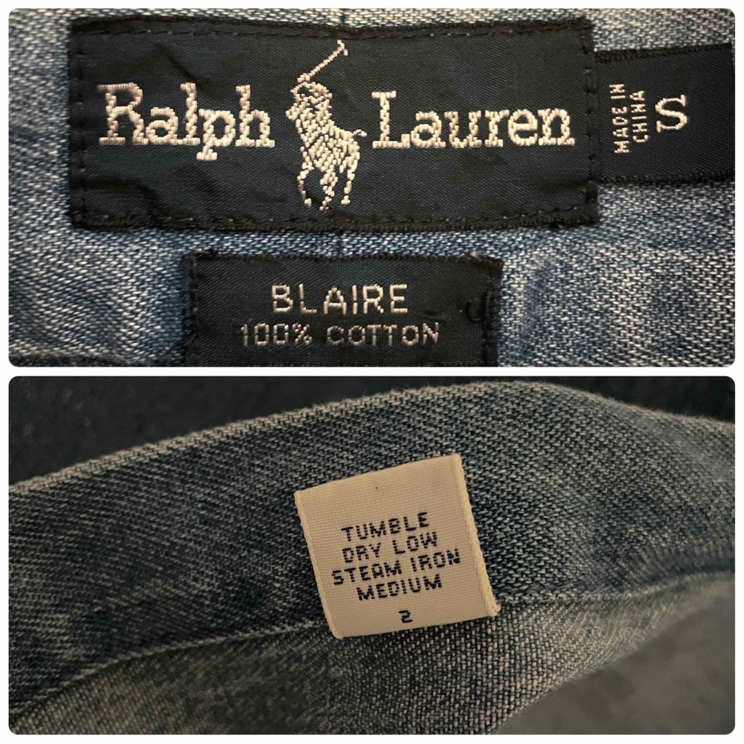 Ralph Lauren(ラルフローレン)の[古着]ラルフローレン　長袖　デニムシャツ　刺繍　90s　スモールポニー　青 その他のその他(その他)の商品写真