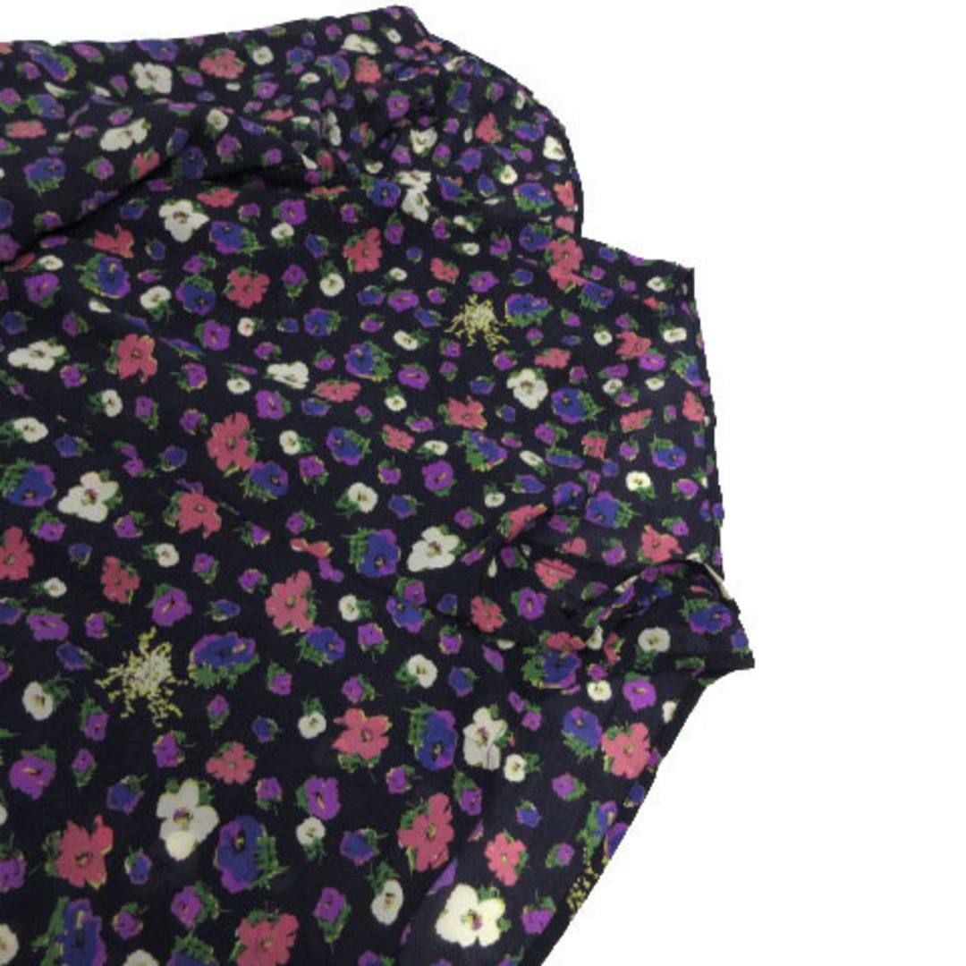 Lois CRAYON(ロイスクレヨン)のロイスクレヨン オールインワン フリル 半袖 透け感 花柄 紺 マルチカラー M レディースのパンツ(サロペット/オーバーオール)の商品写真