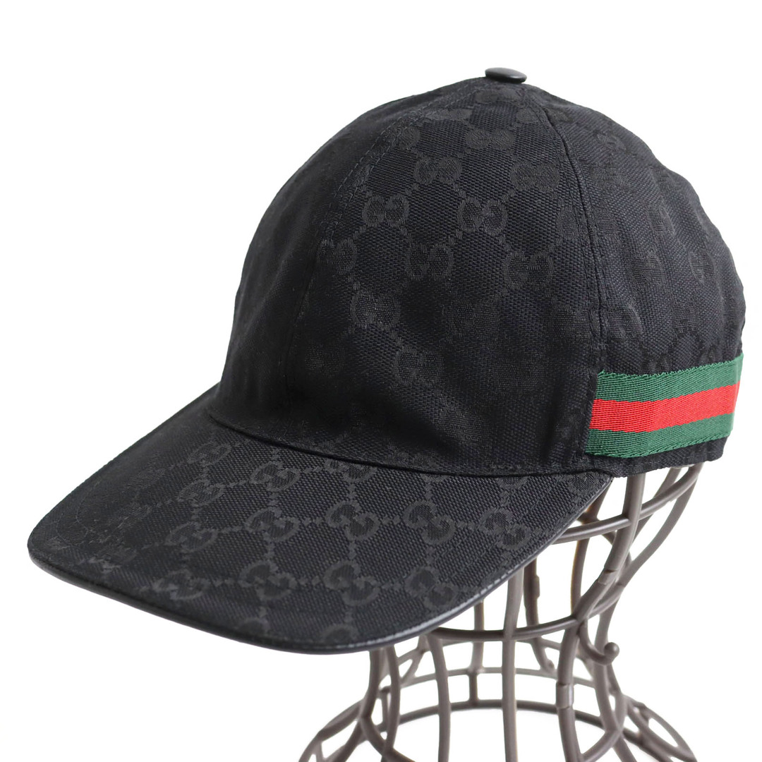 Gucci(グッチ)の美品 GUCCI グッチ 200035 オリジナルGG ウェブライン ベースボールキャップ ブラック L 箱・保存袋付き イタリア製 正規品 メンズ 定価53,900円 メンズの帽子(キャップ)の商品写真