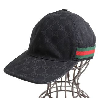 グッチ(Gucci)の美品 GUCCI グッチ 200035 オリジナルGG ウェブライン ベースボールキャップ ブラック L 箱・保存袋付き イタリア製 正規品 メンズ 定価53,900円(キャップ)