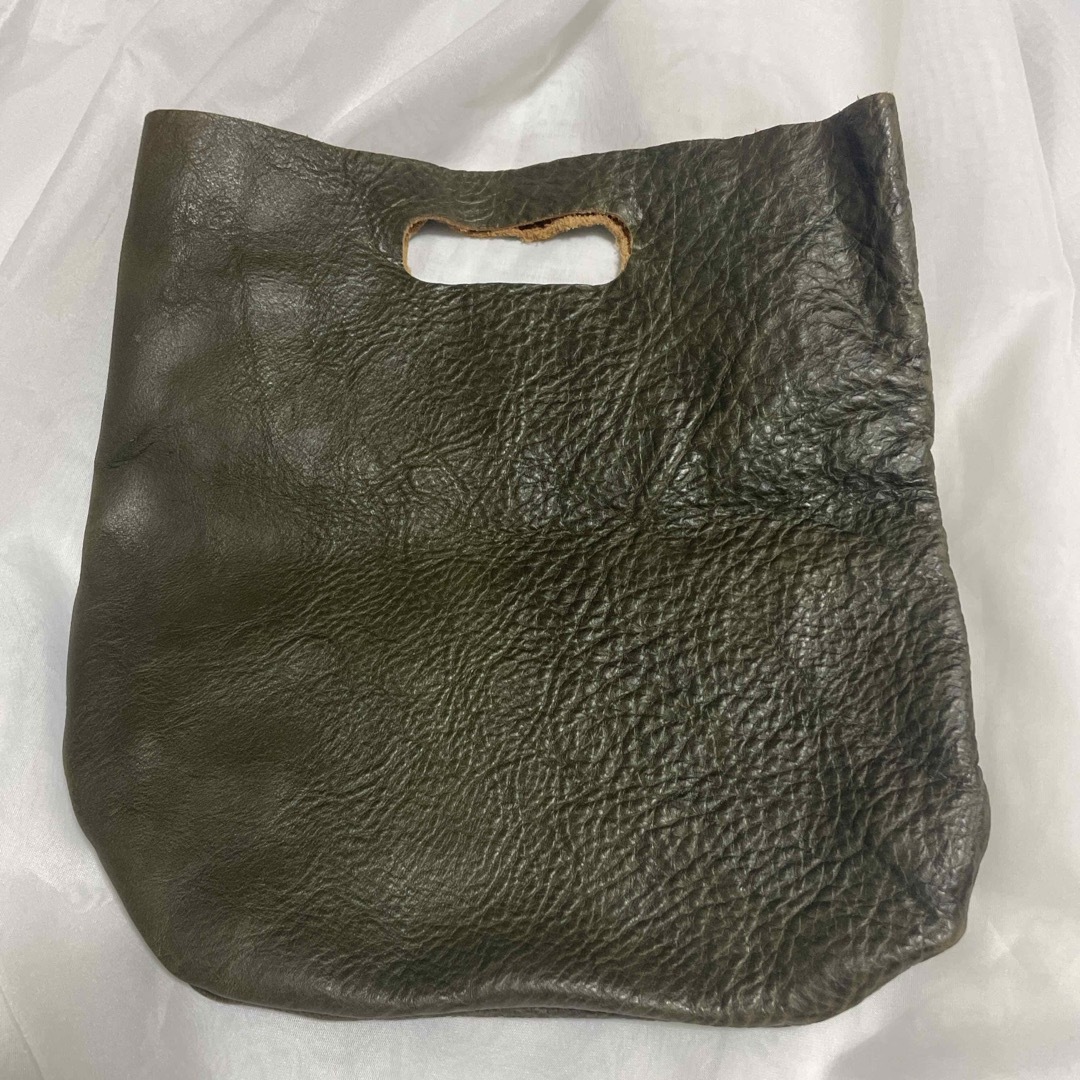 REDMOON(レッドムーン)の天神ワークス　ヌメ革　トートバッグ　モスグリーン　深緑　革バッグ　革袋 メンズのバッグ(トートバッグ)の商品写真