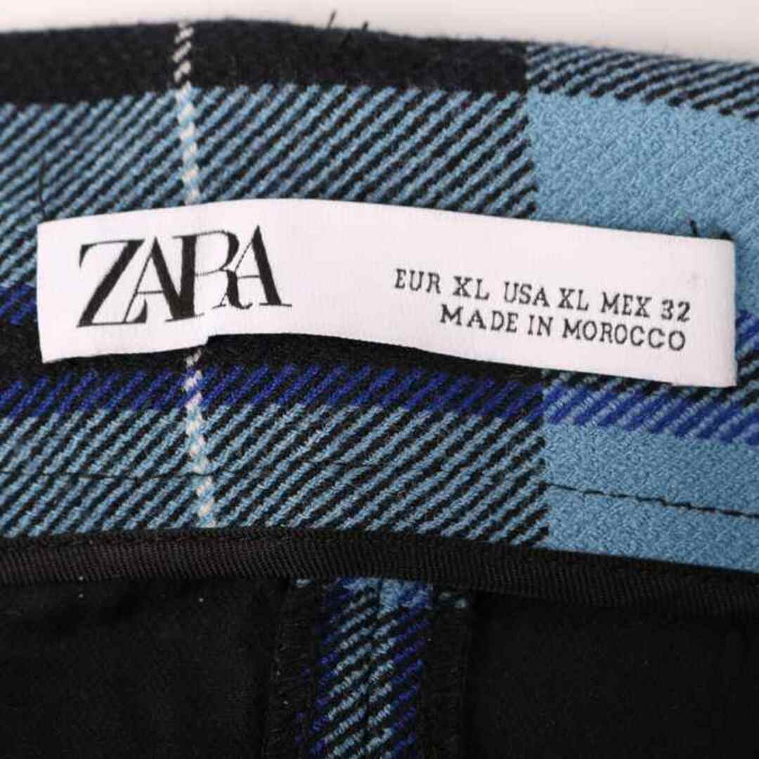 ZARA(ザラ)のザラ スカート ミディアム丈 チェック柄 スリット レディース XLサイズ ブルー ブラック ZARA レディースのスカート(その他)の商品写真