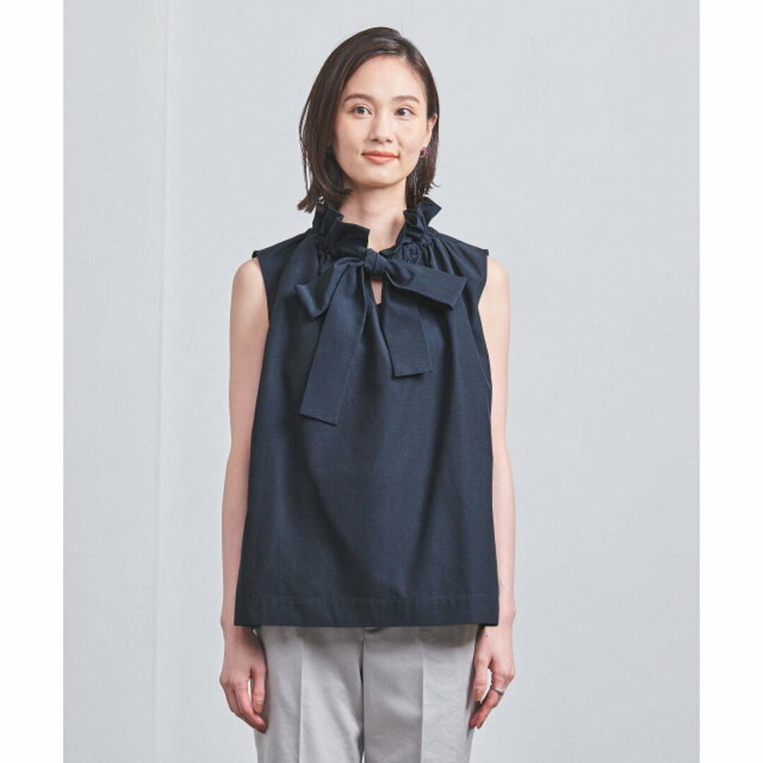 UNITED ARROWS - 【NAVY】【M(38)】ギャザー フリル リボン UNITED ARROWS - 【NAVY】【M(38)】ギャザー フリル リボン